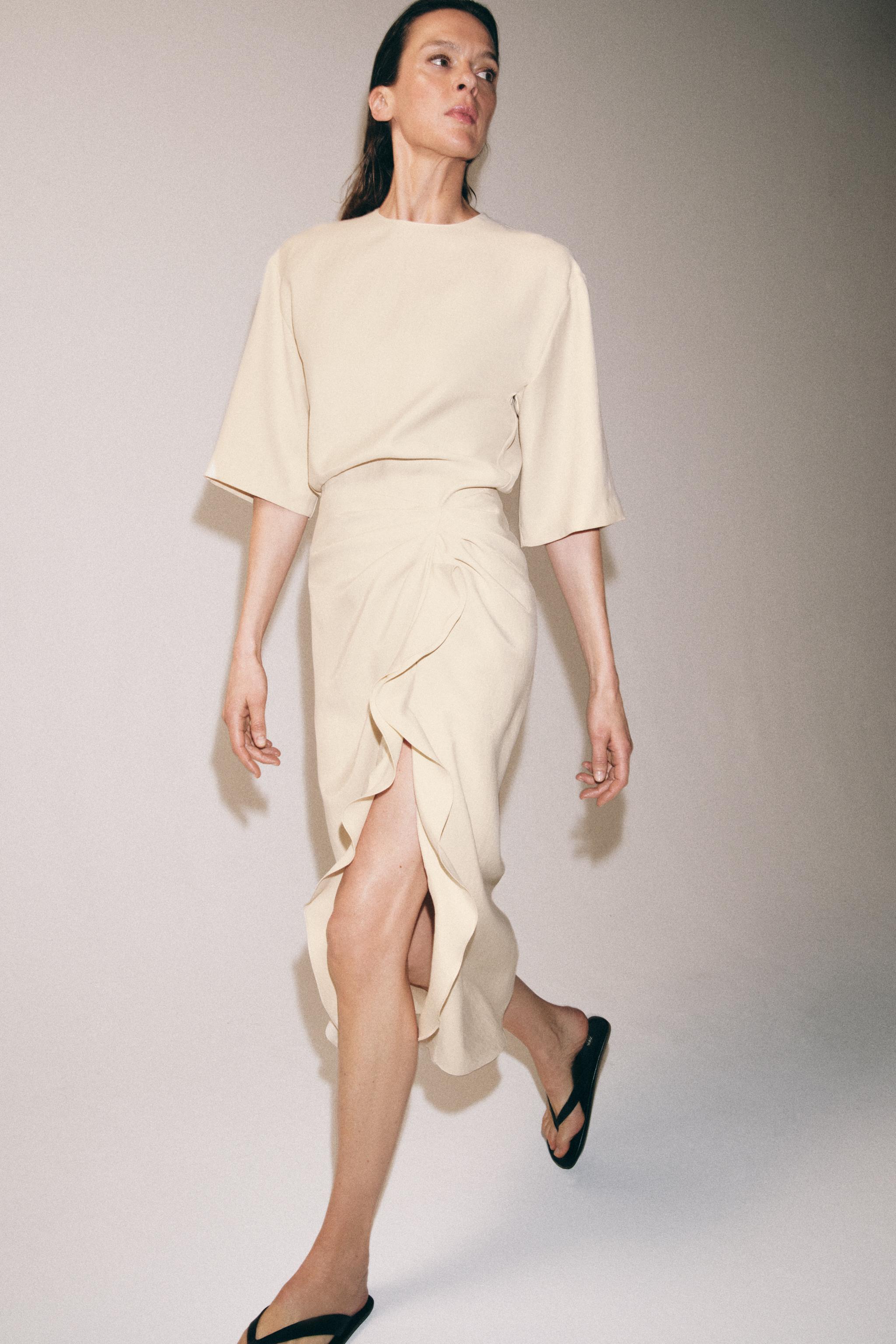 ZW COLLECTION DRAPED MIDI DRESS